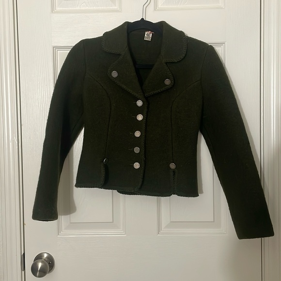 Vintage Wool Blazer Size Small Dark Green